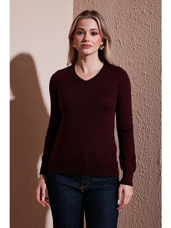 Fashion Friends Regular Fit V Yaka Kadın Kazak 25K0778K1