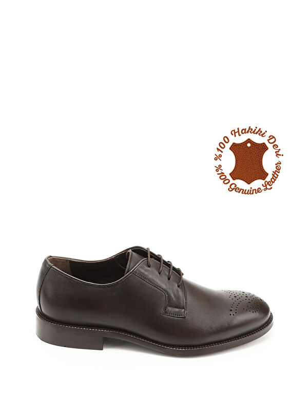Erkek ORTA KAHVERENGİ Bağcıklı Hakiki Deri Klasik Ayakkabı - Görsel 2