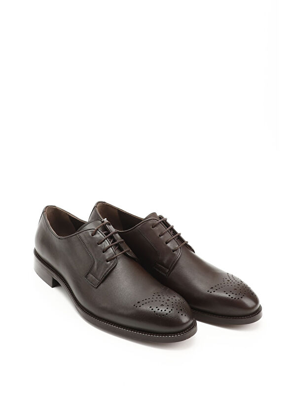 Erkek ORTA KAHVERENGİ Bağcıklı Hakiki Deri Klasik Ayakkabı - Görsel 3