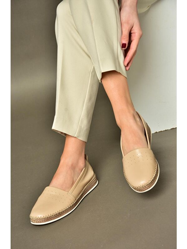 P5550025 Bej Kadın Babet Ayakkabı - Görsel 6