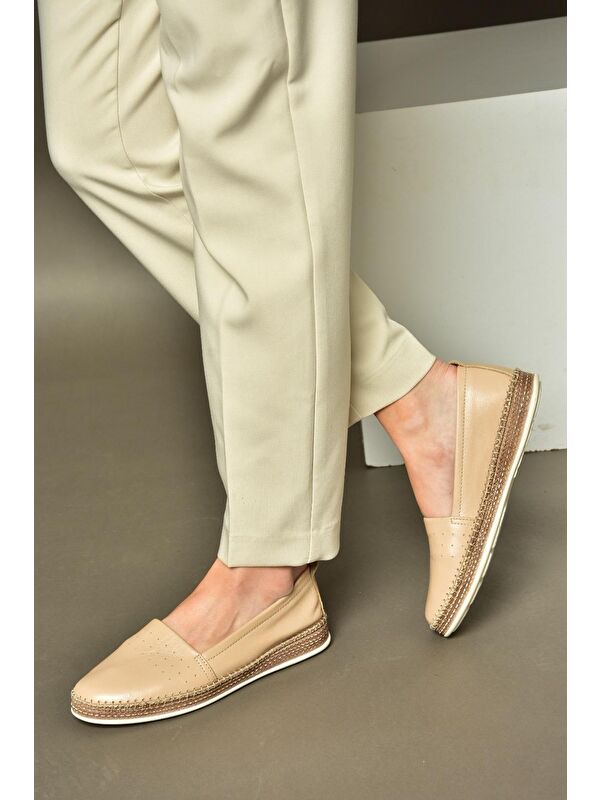 P5550025 Bej Kadın Babet Ayakkabı - Görsel 7