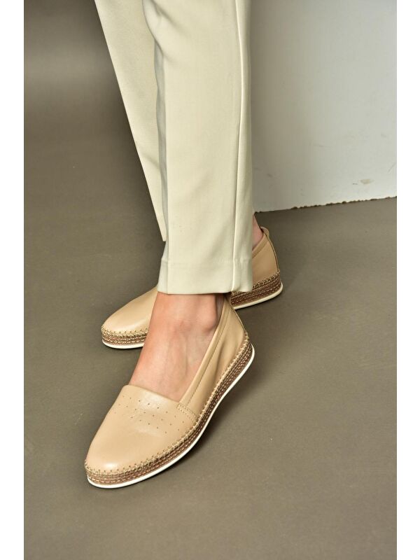 P5550025 Bej Kadın Babet Ayakkabı - Görsel 8