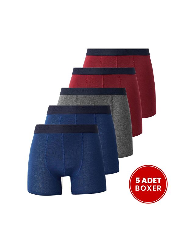 TUDORS Erkek 5'Li Pamuklu Elastanlı Esnek Kumaş Boxer