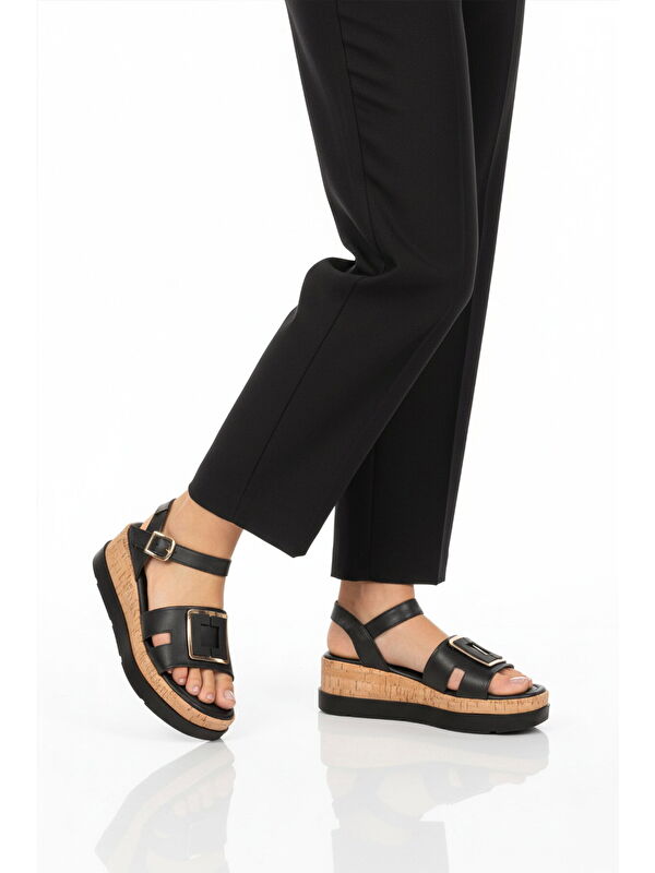 Ayakmod Siyah Ayakmod Hafif Kadın Topuklu Sandalet 35181 G
