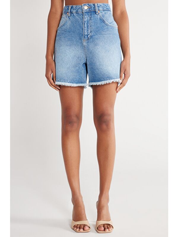 Wrangler Donna Regular Fit %100 Pamuk Açık Mavi Jean Şort