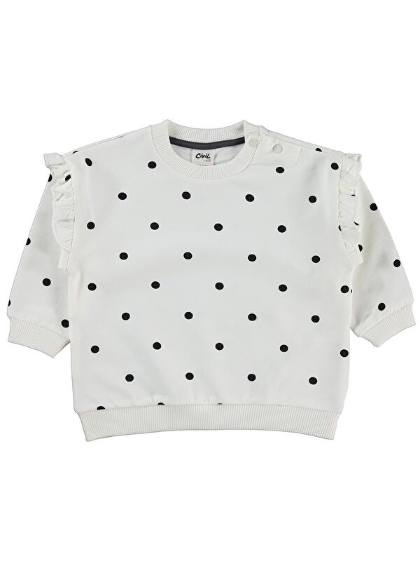 Civil Baby Puantiye Empirme 6-18 Ay Sweatshirt - Ekru