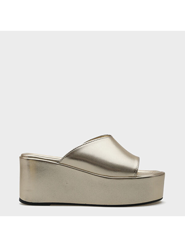 Capone Outfitters Marta Platform Metalik Tek Bantlı Kadın Terlik