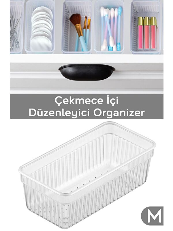 Meleni Home Modüler Çekmece İçi Düzenleyici Banyo Makyaj Takı Ofis Düzenleyici 15 3 x 7 8 cm Şeffaf