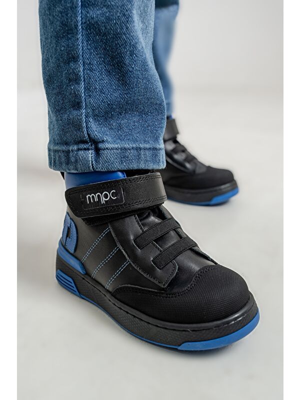 Erkek Çocuk Siyah Hakiki Deri Anatomik Günlük Bot - Görsel 2