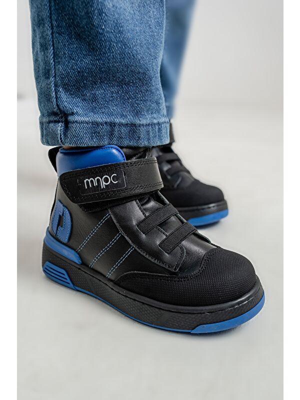 Erkek Çocuk Siyah Hakiki Deri Anatomik Günlük Bot - Görsel 3