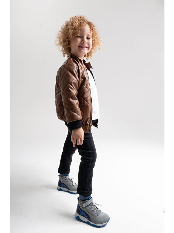 Erkek Çocuk Gri Hakiki Deri Suya Dayanıklı Günlük Bot - Görsel 2