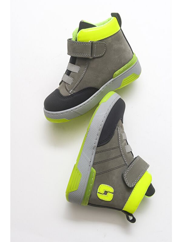 Erkek Çocuk Gri Hakiki Deri Anatomik Günlük Bot - Görsel 5