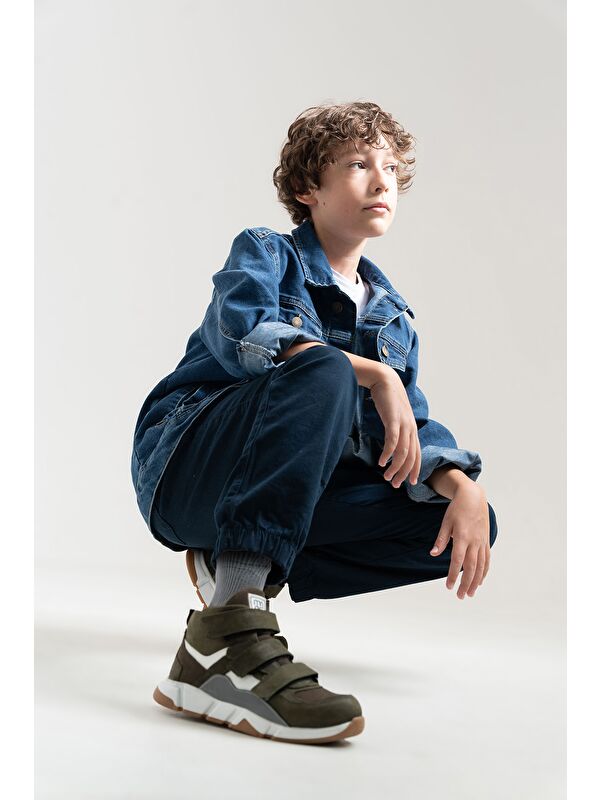 Erkek Çocuk Haki Hakiki Deri Anatomik Günlük Bot - Görsel 2