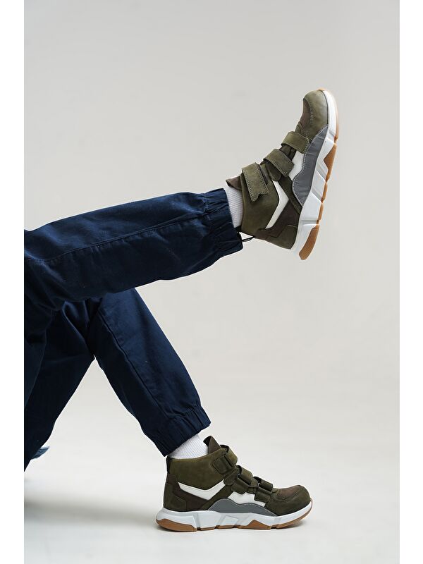 Erkek Çocuk Haki Hakiki Deri Anatomik Günlük Bot - Görsel 3