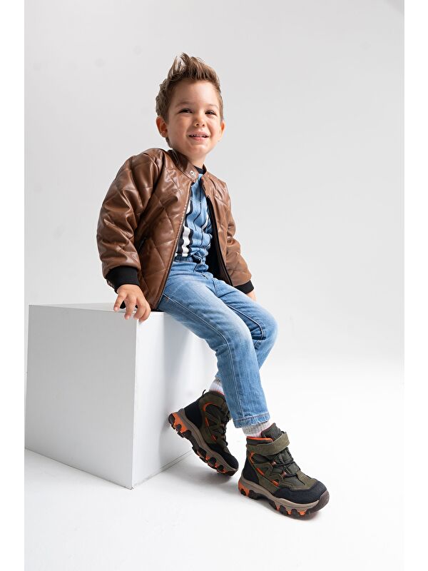 Erkek Çocuk Haki Hakiki Deri Anatomik Günlük Bot - Görsel 2