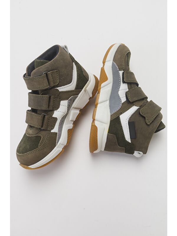 Erkek Çocuk Haki Hakiki Deri Anatomik Günlük Bot - Görsel 5