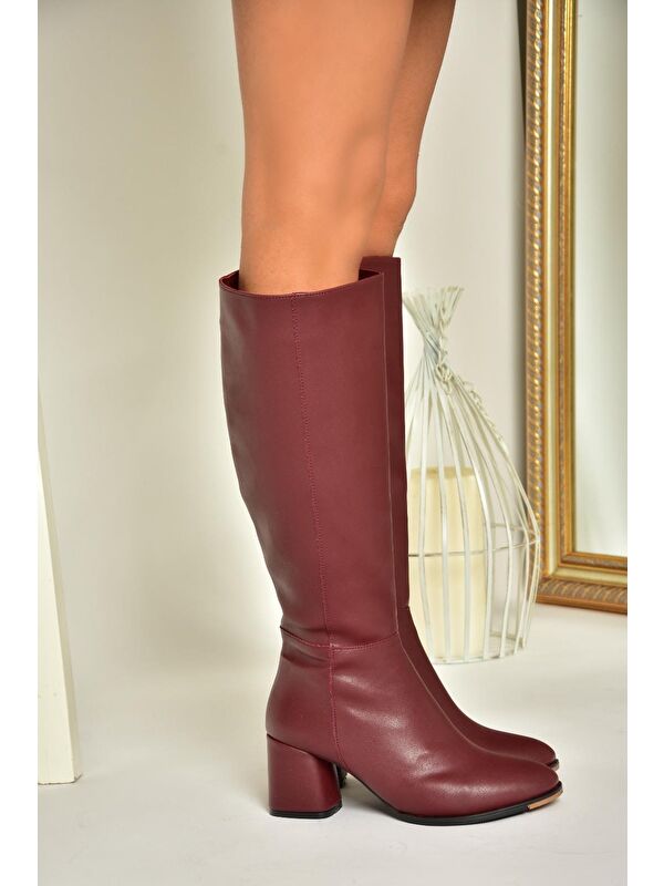 J848300109 Bordo Kadın Çizme - Görsel 3