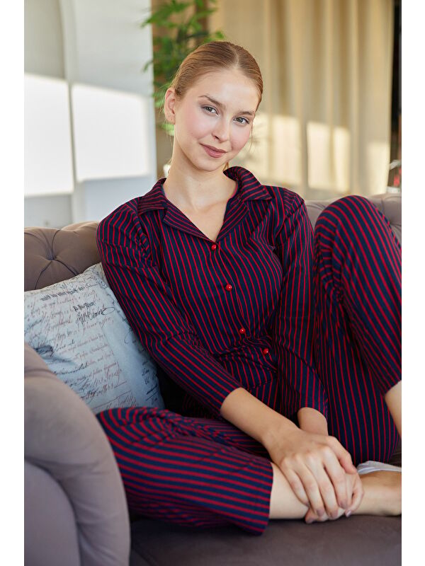 Fullamoda Ayıcık Desenli Gömlek Yaka Süet Pijama Takımı