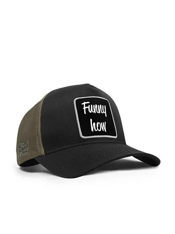 BlackBörk Funny How Logolu Cordura Siyah-Haki Trucker Şapka