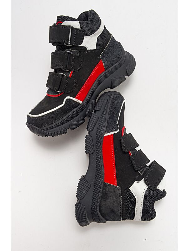 Erkek Çocuk Siyah Hakiki Deri Anatomik Günlük Bot - Görsel 5