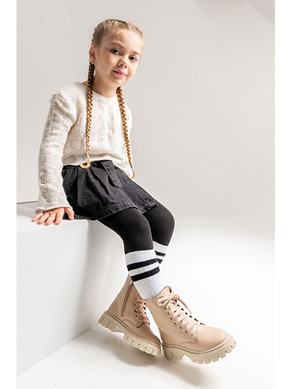 Kız Çocuk Bej Hakiki Deri Suya Dayanıklı Postal - Görsel 3