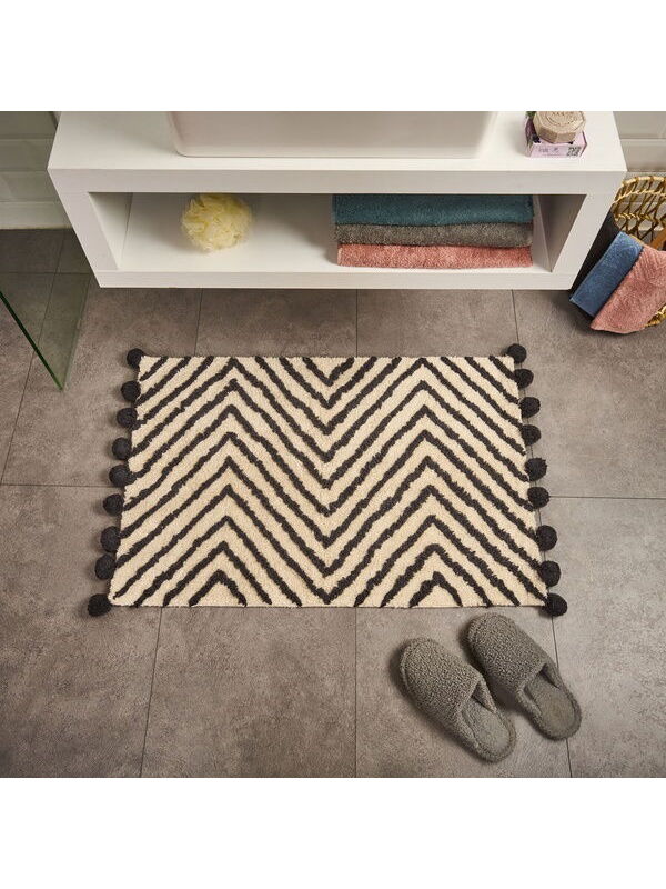 Evidea Soft Tufting Nora Banyo Paspası - Ekru / Antrasit - 60x90 cm