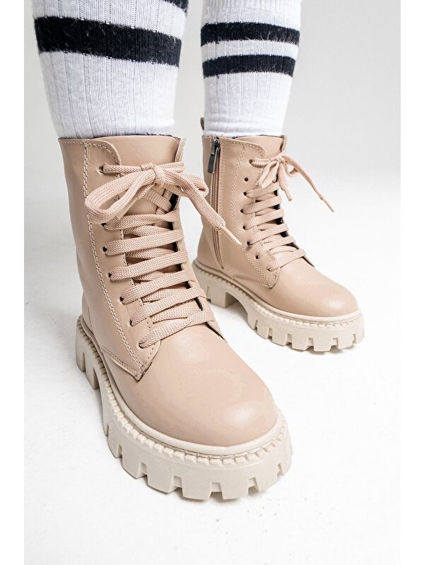 Kız Çocuk Bej Hakiki Deri Suya Dayanıklı Postal - Görsel 5