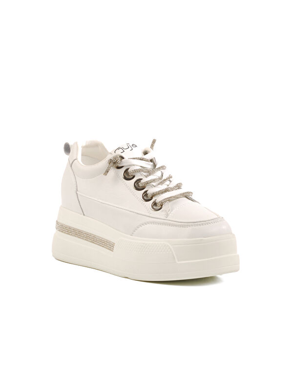 Beyaz Yüksek Taban Kadın Sneaker 25Y492 Z - Görsel 4