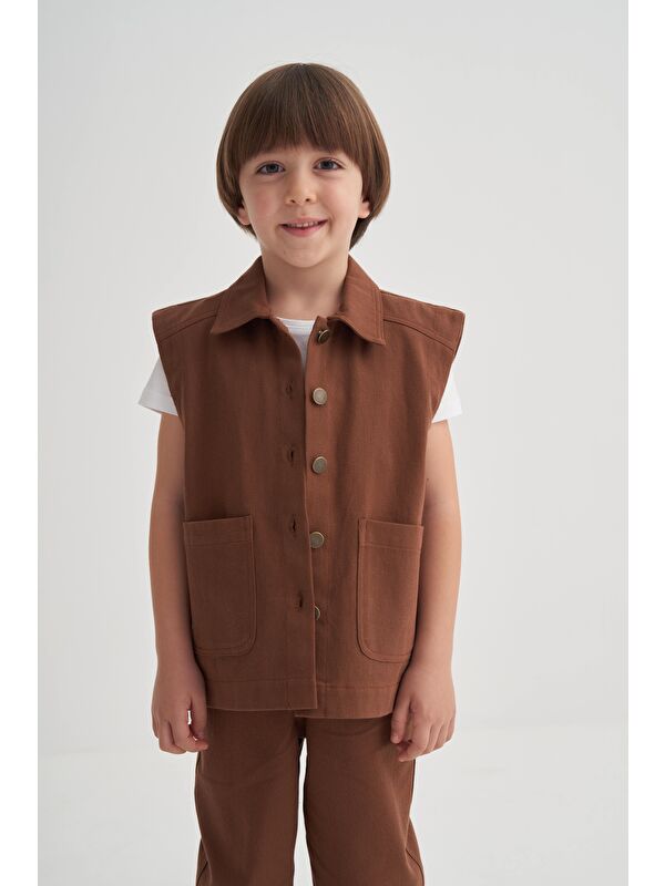 CİGİT Gabardin Yelek 2-7 Yaş Kahve