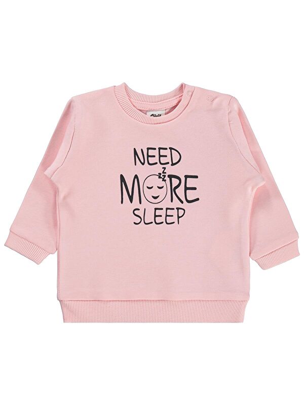 Civil Baby Need More Sleep Baskılı 6-18 Ay Sweatshirt - Pudra 6-9 Ay