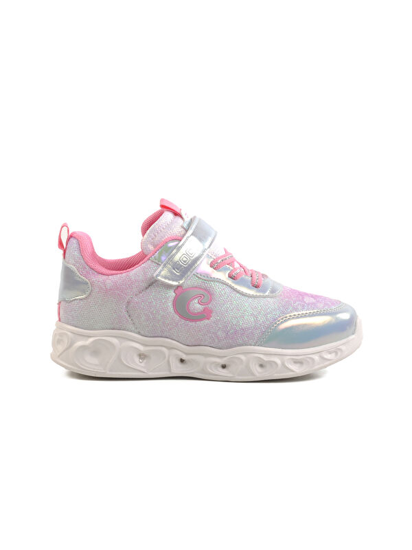 Gümüş Cırtlı Işıklı Kız Çocuk Spor Ayakkabı Yuki F - Görsel 2