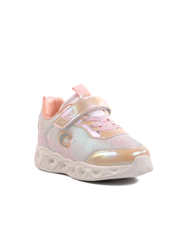Bej Cırtlı Işıklı Kız Çocuk Spor Ayakkabı Yuki P - Görsel 4
