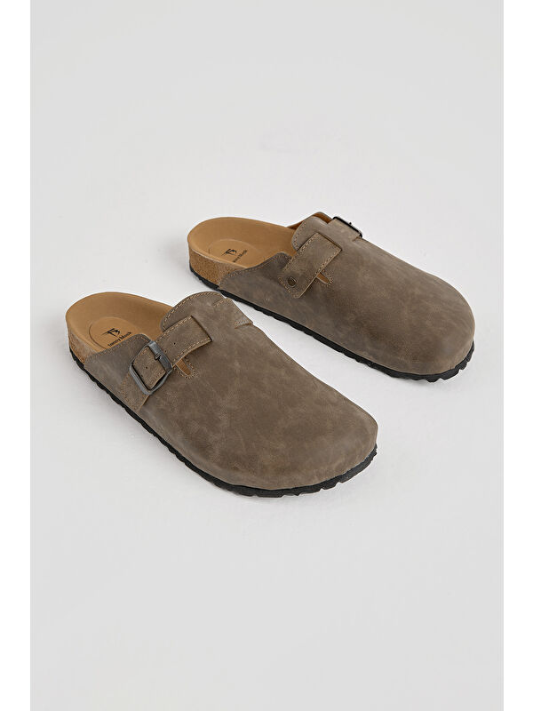 Tonny Black Bej Tonny Black Kalin Poli Erkek Taban Tokalı Önü Kapalı Terlik