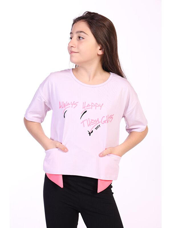 Toontoykids Kız Çocuk Always Happy Baskılı Tişört
