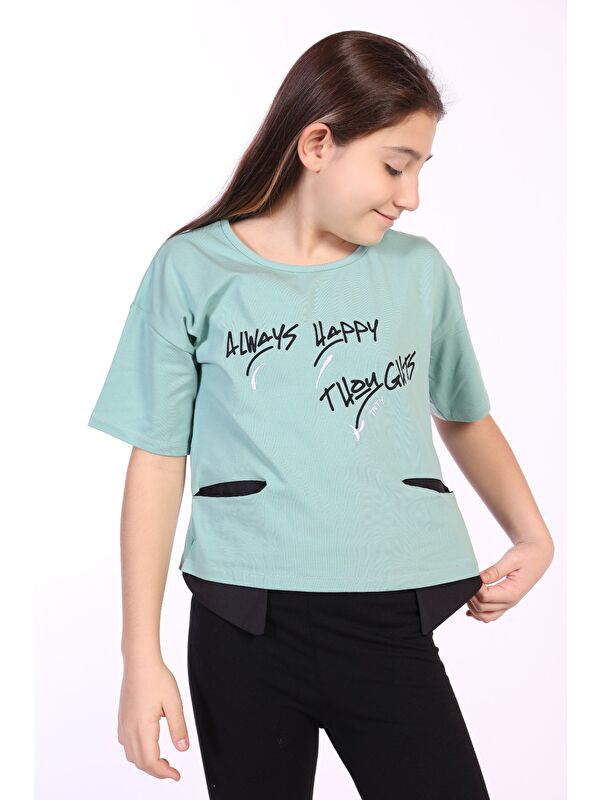 Toontoykids Kız Çocuk Always Happy Baskılı Tişört