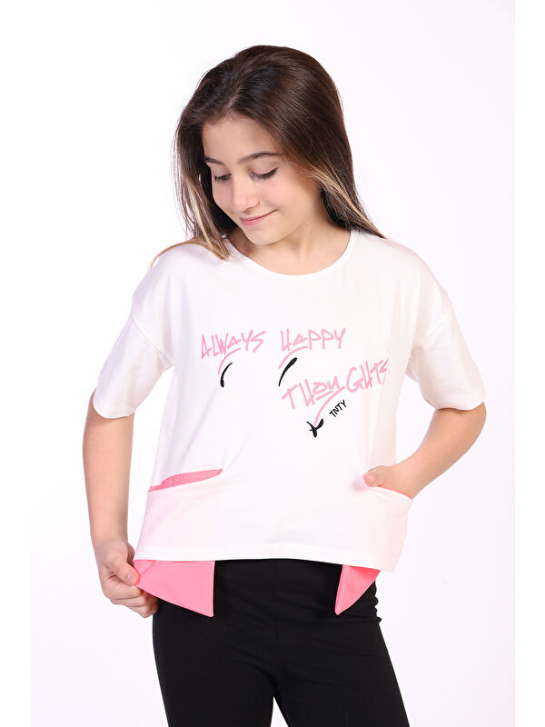 Toontoykids Kız Çocuk Always Happy Baskılı Tişört