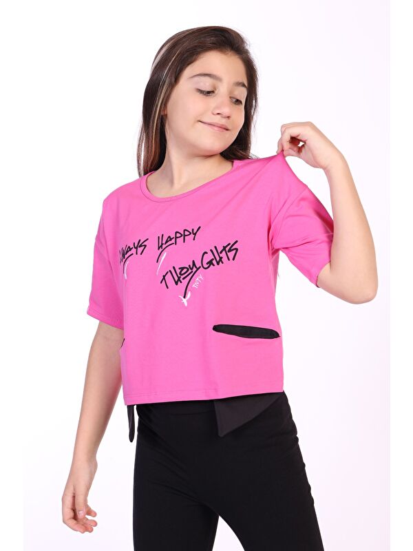 Toontoykids Kız Çocuk Always Happy Baskılı Tişört