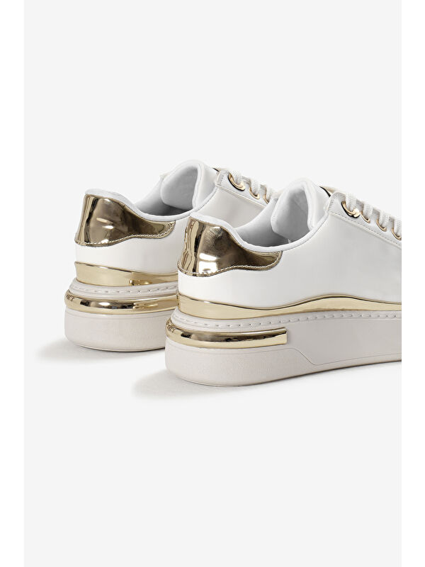 Tonny Black Bej Tonny Black Kalin Poli Kadın Taban Altın Detaylı Bağcıklı Spor Ayakkabı