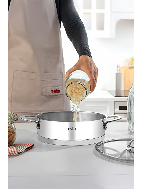Nehir Silver Trend 24 cm Paslanmaz Çelik Sığ Tencere