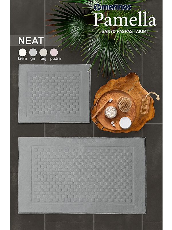 Merinos Pamella 2 Li Banyo Paspas Takımı Neat Gri GRI