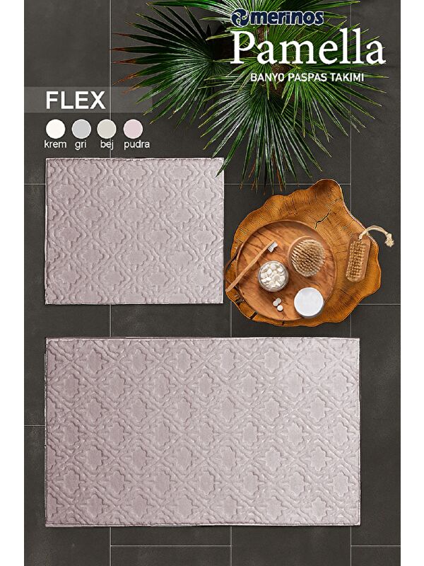 Merinos Pamella 2 Li Banyo Paspas Takımı Flex Pudra PUDRA