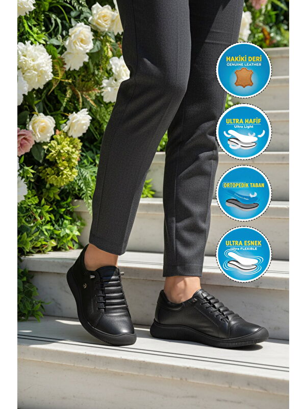 Ayakmod Bej Ayakmod Hakiki Deri Ortopedik Kadın Casual Ayakkabı 5605 Z