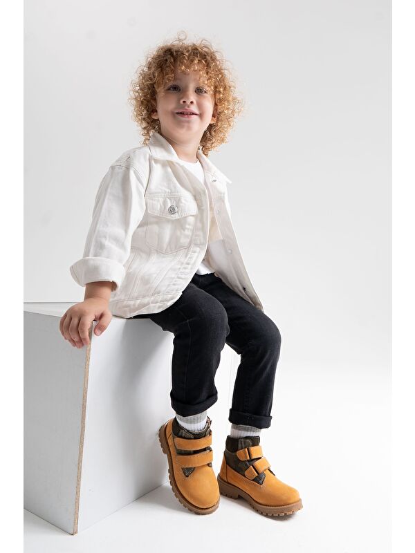 Erkek Çocuk Sarı Hakiki Deri Suya Dayanıklı Günlük Bot - Görsel 2