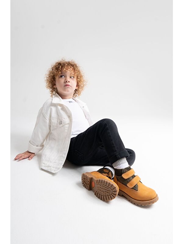 Erkek Çocuk Sarı Hakiki Deri Suya Dayanıklı Günlük Bot - Görsel 3