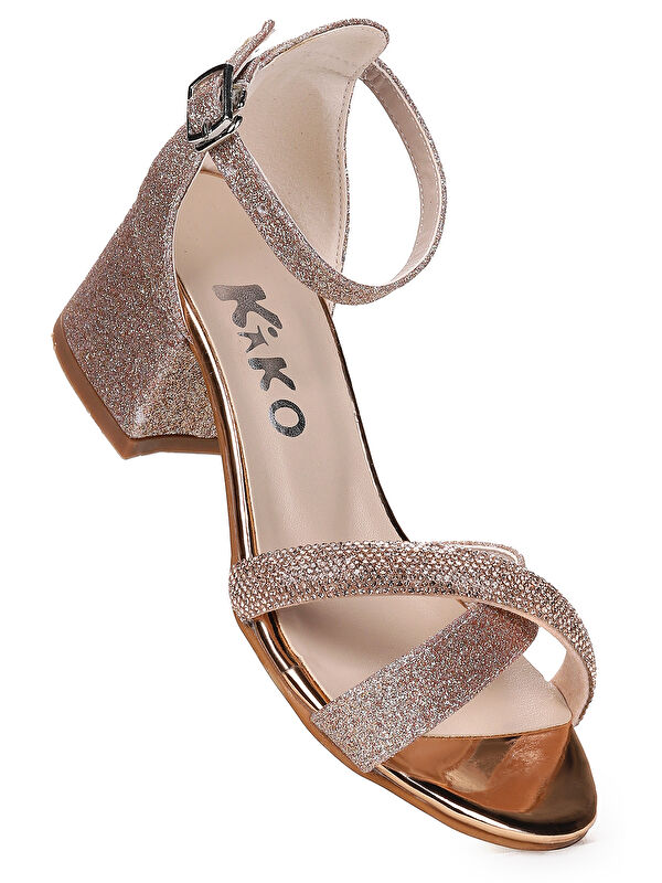 Tanda Kum Simli Kız Çocuk 4 Cm Topuklu Sandalet Abiye Ayakkabı - Görsel 2