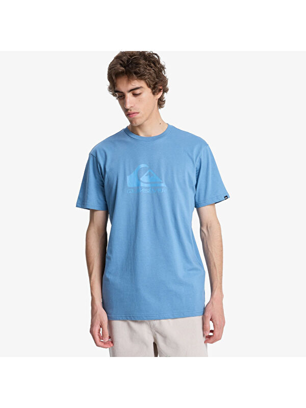 Quiksilver Ev Comp Logo Erkek Mavi Yuvarlak Yaka Spor Tişört