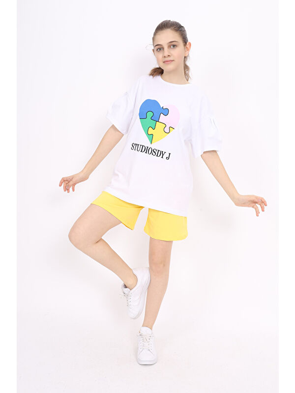Toontoykids Kız Çocuk Baskılı Şortlu Takım