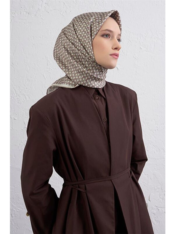 ARMİNE Geometrik Desenli Saf İpek Twill Eşarp 9417D 85