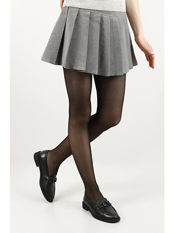 Hakiki Deri Yuvarlak Burun Loafer Tokalı Kadın Günlük Ayakkabı 24272 - Görsel 3