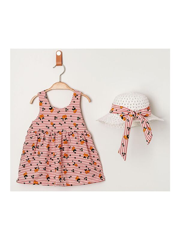 Chicsy Baby Tatlı Limon Desenli Şapkalı Fiyonklu Kız Bebek Elbisesi